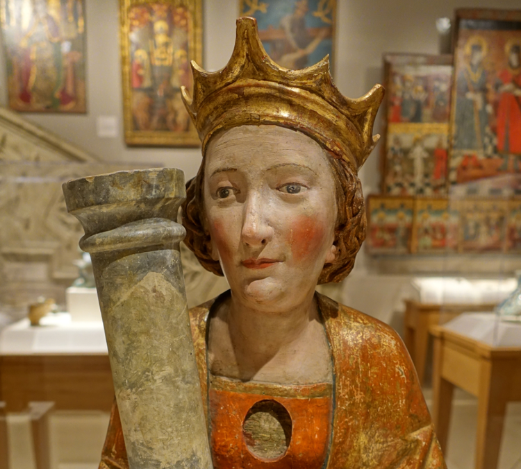 Saint Thekla reliquary, German, late 15th to early 16th century, wood with polychromy - Princeton University Art Museum. Public Domain.